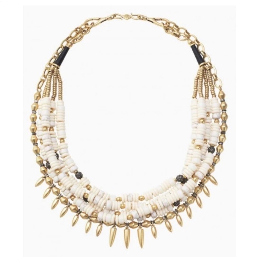 Stella & Dot Nomad Statement Necklace Size:22” & 24” Color: Bone, Black, Gold